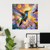 Cherry Blossom Fantasy kolibrie Poster (Thuiskantoor)