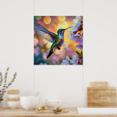 Cherry Blossom Fantasy kolibrie Poster (Keuken)