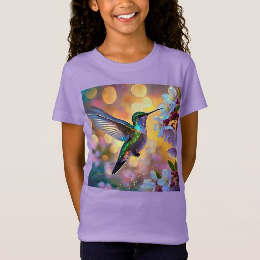 Cherry Blossom Fantasy kolibrie T-shirt (Voorkant)