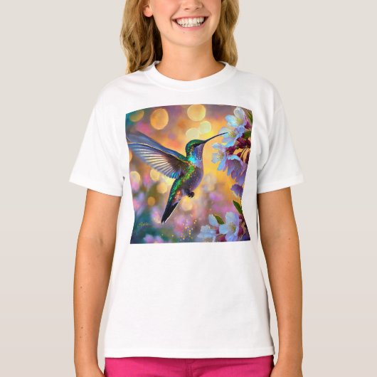 Cherry Blossom Fantasy kolibrie T-shirt (Voorkant)