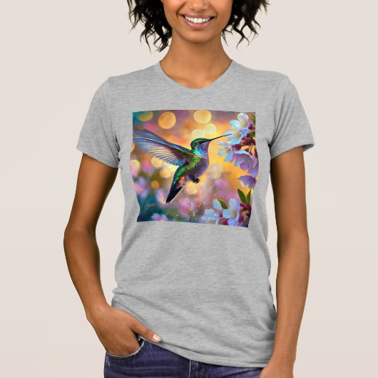 Cherry Blossom Fantasy kolibrie T-shirt (Voorkant)