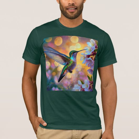 Cherry Blossom Fantasy kolibrie T-shirt (Voorkant)
