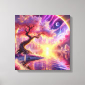 Cherry Blossom Fantasy: rustige zonsondergang scen Canvas Afdruk (Voorkant)