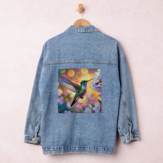 Cherry Blossom Fantasy Sunrise kolibrie Denim Jacket (Hangar)
