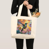 Cherry Blossom Fantasy Sunrise kolibrie Grote Tote Bag (Voorkant (product))