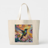 Cherry Blossom Fantasy Sunrise kolibrie Grote Tote Bag (Achterkant)