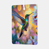 Cherry Blossom Fantasy Sunrise kolibrie Metalen Ornament (Voorkant links)