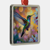 Cherry Blossom Fantasy Sunrise kolibrie Metalen Ornament (Rechts)