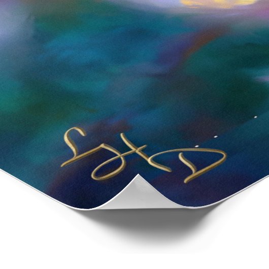 Cherry Blossom Fantasy Sunrise kolibrie Poster (Hoek)