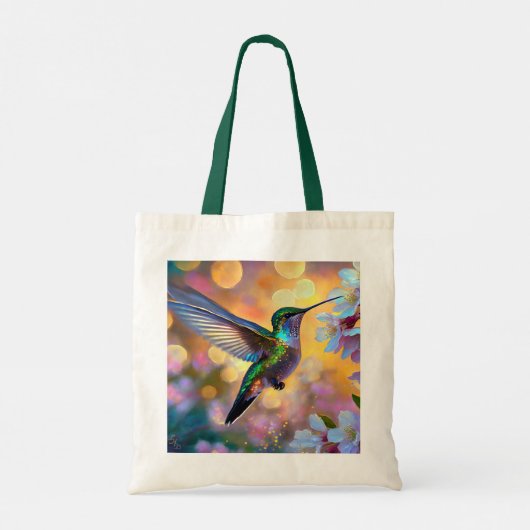 Cherry Blossom Fantasy Sunrise kolibrie Tote Bag (Achterkant)