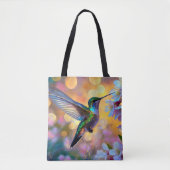 Cherry Blossom Fantasy Sunrise kolibrie Tote Bag (Voorkant)