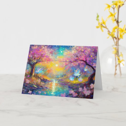 Cherry Blossom Fantasy Sunrise Stream Kaart (Gele Bloem)