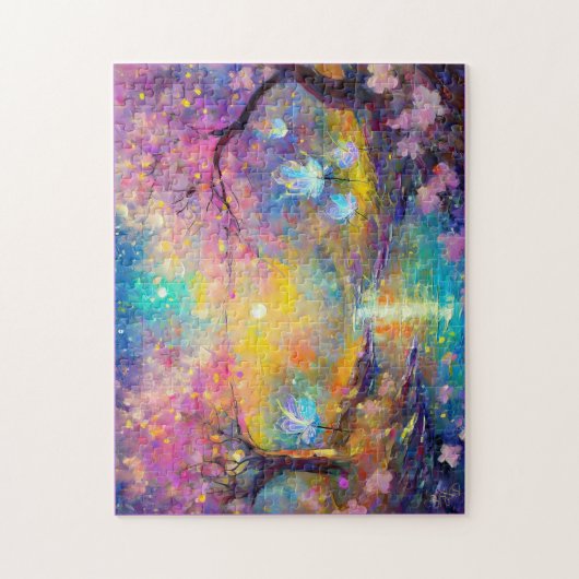 Cherry Blossom Fantasy Sunrise Stream Legpuzzel (Verticaal)
