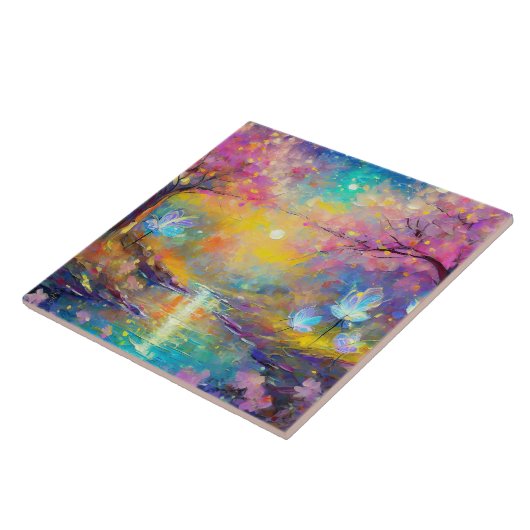 Cherry Blossom Fantasy Sunrise Stream Tegeltje (Zijkant)