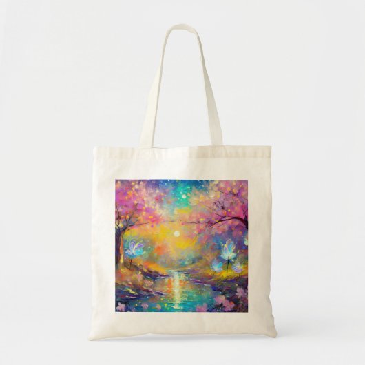 Cherry Blossom Fantasy Sunrise Stream Tote Bag (Voorkant)