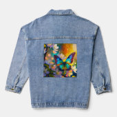 Cherry Blossom Fantasy Sunrise Vlinder Denim Jacket (Achterkant)