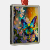 Cherry Blossom Fantasy Sunrise Vlinder Metalen Ornament (Rechts)