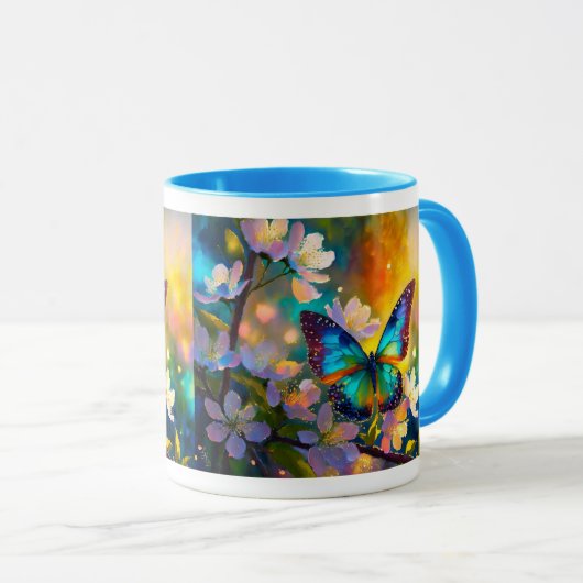 Cherry Blossom Fantasy Sunrise Vlinder Mok (Voorkant rechts)
