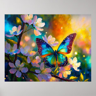 Cherry Blossom Fantasy Sunrise Vlinder Poster