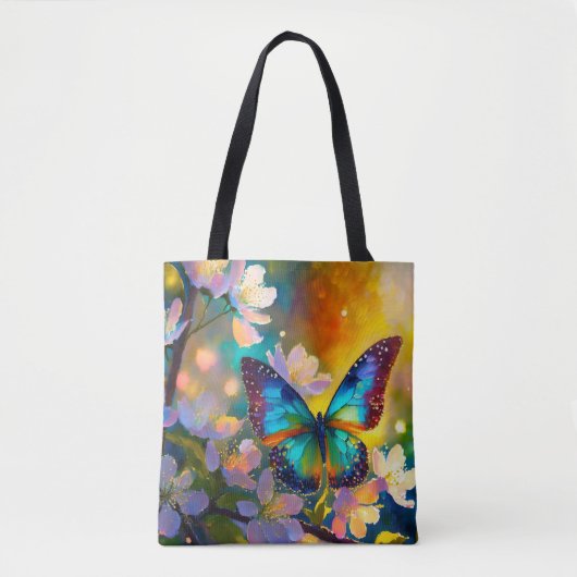 Cherry Blossom Fantasy Sunrise Vlinder Tote Bag (Voorkant)