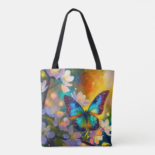 Cherry Blossom Fantasy Sunrise Vlinder Tote Bag (Achterkant)