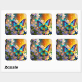 Cherry Blossom Fantasy Sunrise Vlinder Vierkante Sticker (Vel)