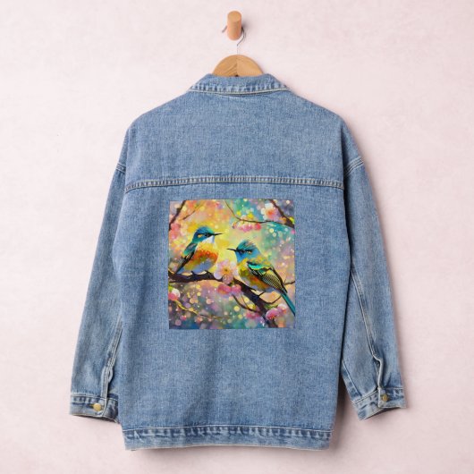 Cherry Blossom Fantasy Sunrise zangvogels Denim Jacket (Hangar)