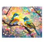 Cherry Blossom Fantasy Sunrise zangvogels Foto Afdruk (Voorkant)