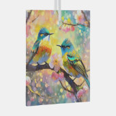 Cherry Blossom Fantasy Sunrise zangvogels Glas Ornament (Voorkant Rechts)
