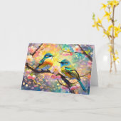 Cherry Blossom Fantasy Sunrise zangvogels Kaart (Gele Bloem)