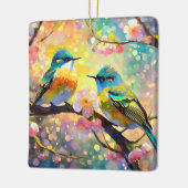 Cherry Blossom Fantasy Sunrise zangvogels Keramisch Ornament (Links)