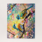 Cherry Blossom Fantasy Sunrise zangvogels Legpuzzel (Verticaal)