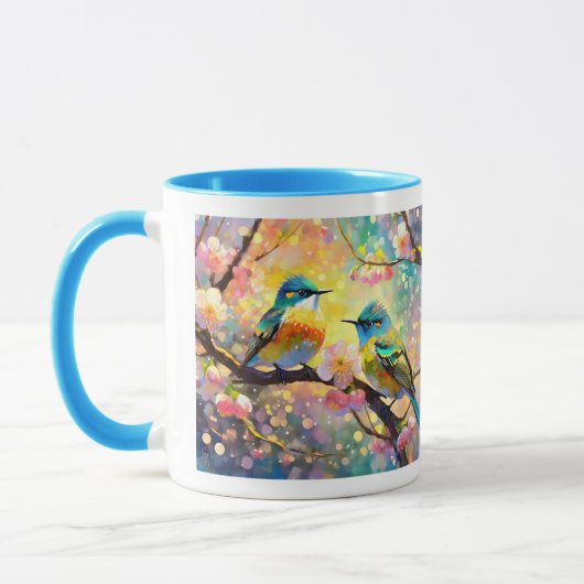 Cherry Blossom Fantasy Sunrise zangvogels Mok (Links)