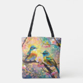 Cherry Blossom Fantasy Sunrise zangvogels Tote Bag (Achterkant)