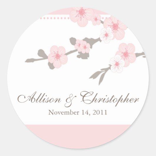 Cherry Blossom Favor Bruiloft Sticker / Seal (Voorkant)