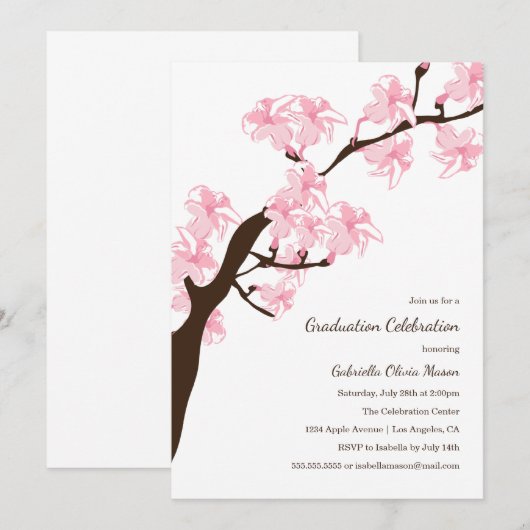 Cherry Blossom | feestuitnodiging Kaart (Voorkant / Achterkant)