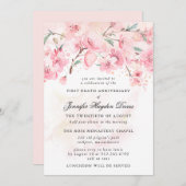 Cherry Blossom First Death Jubileum Invitation Kaart (Voorkant / Achterkant)