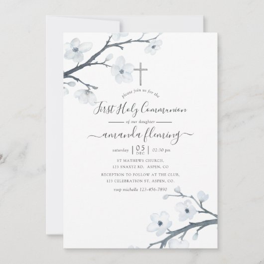 Cherry Blossom First Heilige Communie Kaart (Voorkant)