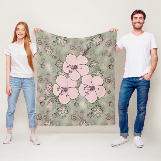 Cherry Blossom Fleece Blanket (In situ)