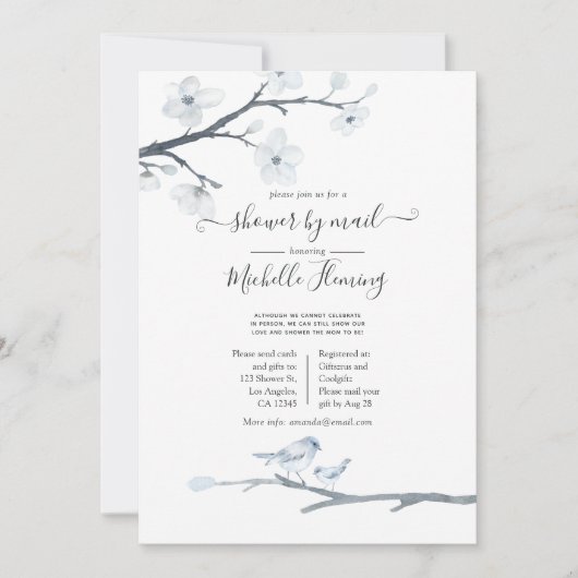 Cherry Blossom Floral Baby shower e-mail Kaart (Voorkant)