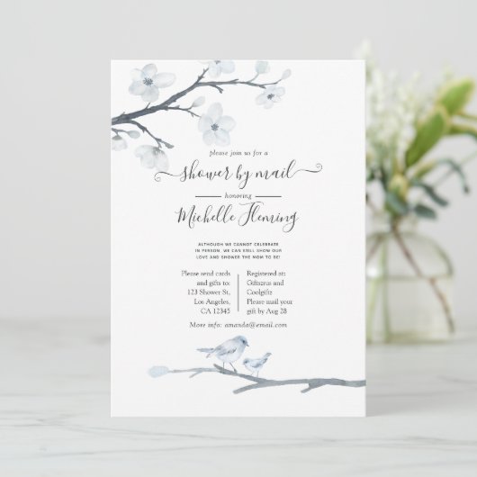 Cherry Blossom Floral Baby shower e-mail Kaart (Staand voorkant)