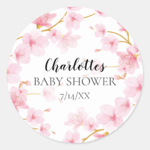 Cherry Blossom Floral Baby shower Envelope Seal Ronde Sticker