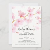 Cherry Blossom Floral Baby shower Invitation Kaart (Voorkant)