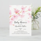 Cherry Blossom Floral Baby shower Invitation Kaart (Staand voorkant)