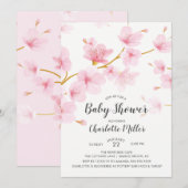Cherry Blossom Floral Baby shower Invitation Kaart (Voorkant / Achterkant)