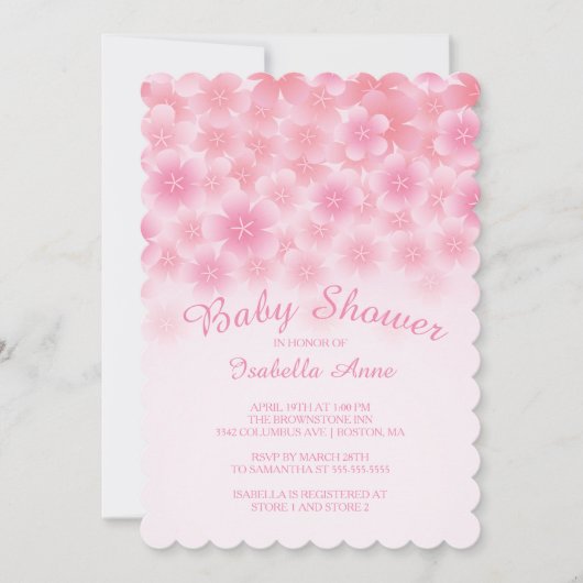 Cherry Blossom Floral Baby shower Invitation Kaart (Voorkant)