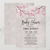 Cherry Blossom  Floral Baby shower Kaart (Voorkant / Achterkant)
