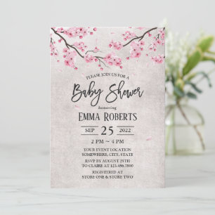 Cherry Blossom  Floral Baby shower Kaart