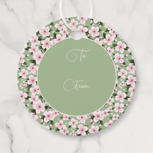 Cherry Blossom Floral Bedankjes Labels (Voorkant)