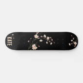 Cherry Blossom Floral Black Skateboard (Horizontaal)